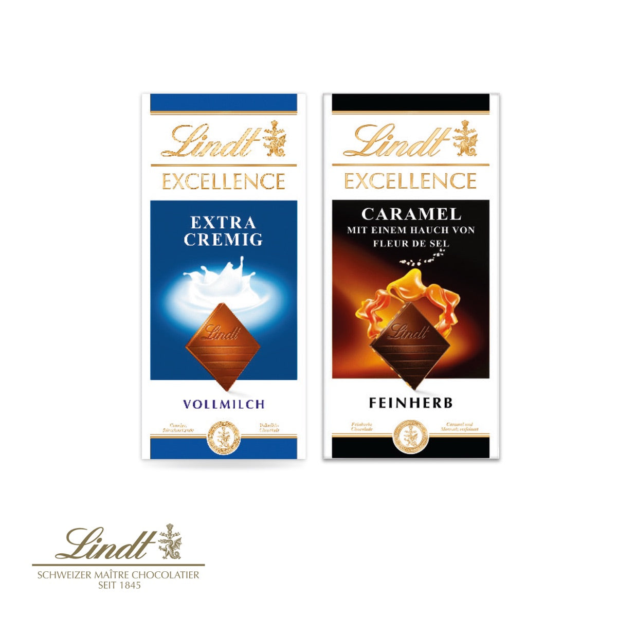 Grußkarte geöffnet mit Schokoladentafel von Lindt im Fach