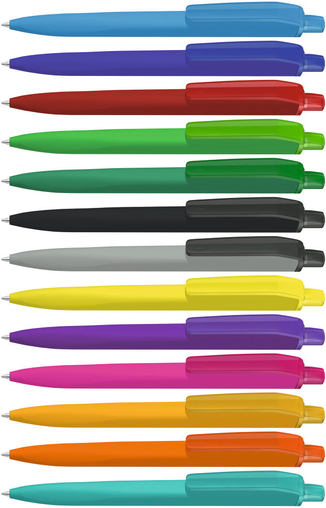 Gummierter Druckkugelschreiber mit transparentem Clip – alle Farben