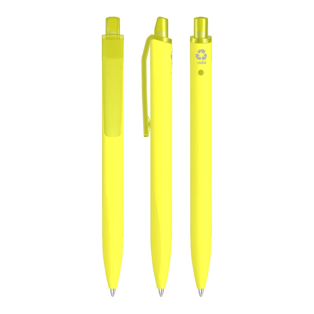 Gummierter Druckkugelschreiber mit transparentem Clip – Gelb