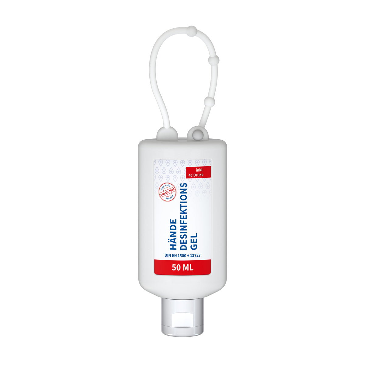 Hände Desinfektionsgel 50 ml Flasche zum Anhängen – Weiß