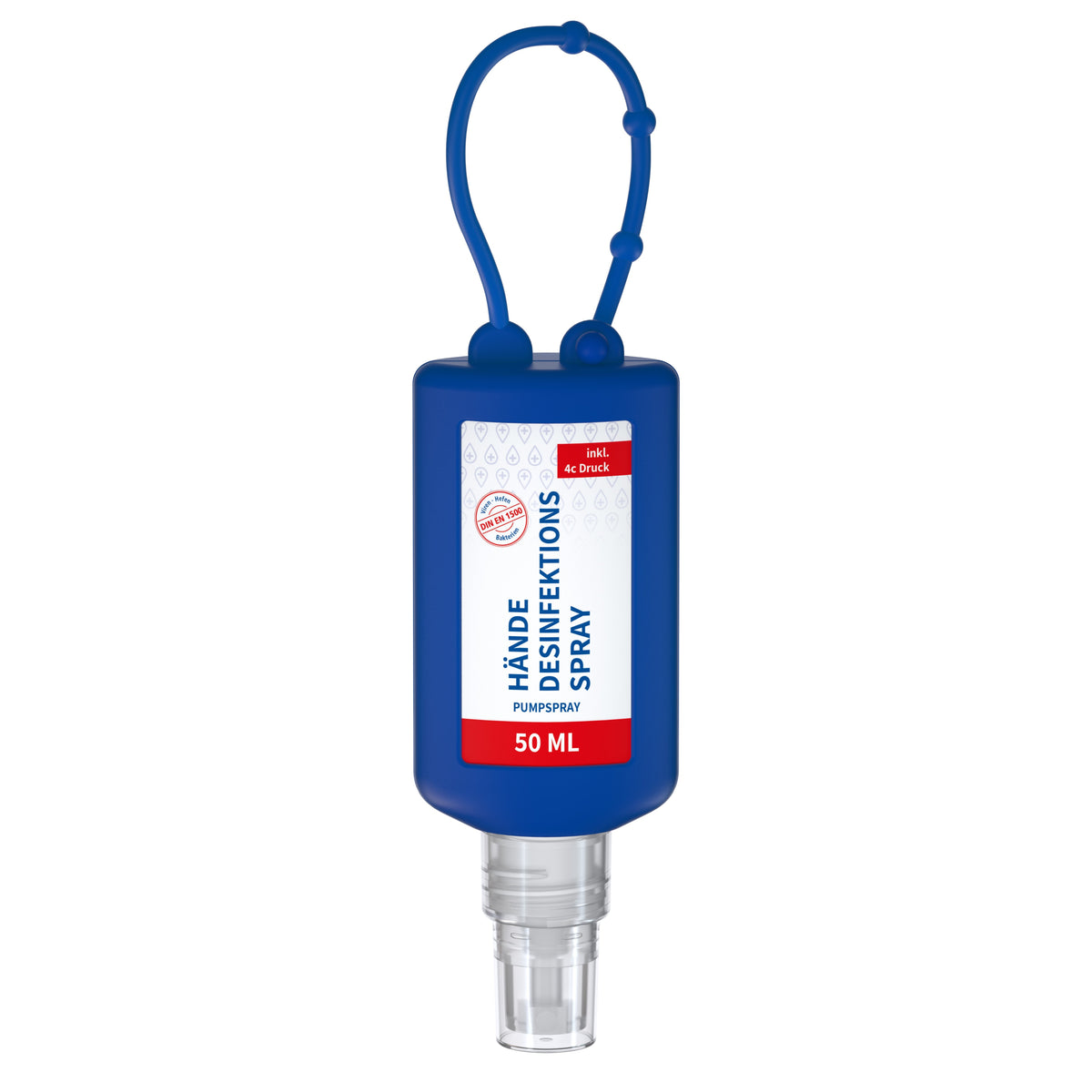 Hände Desinfektionsspray 50 ml Flasche zum Anhängen – Blau