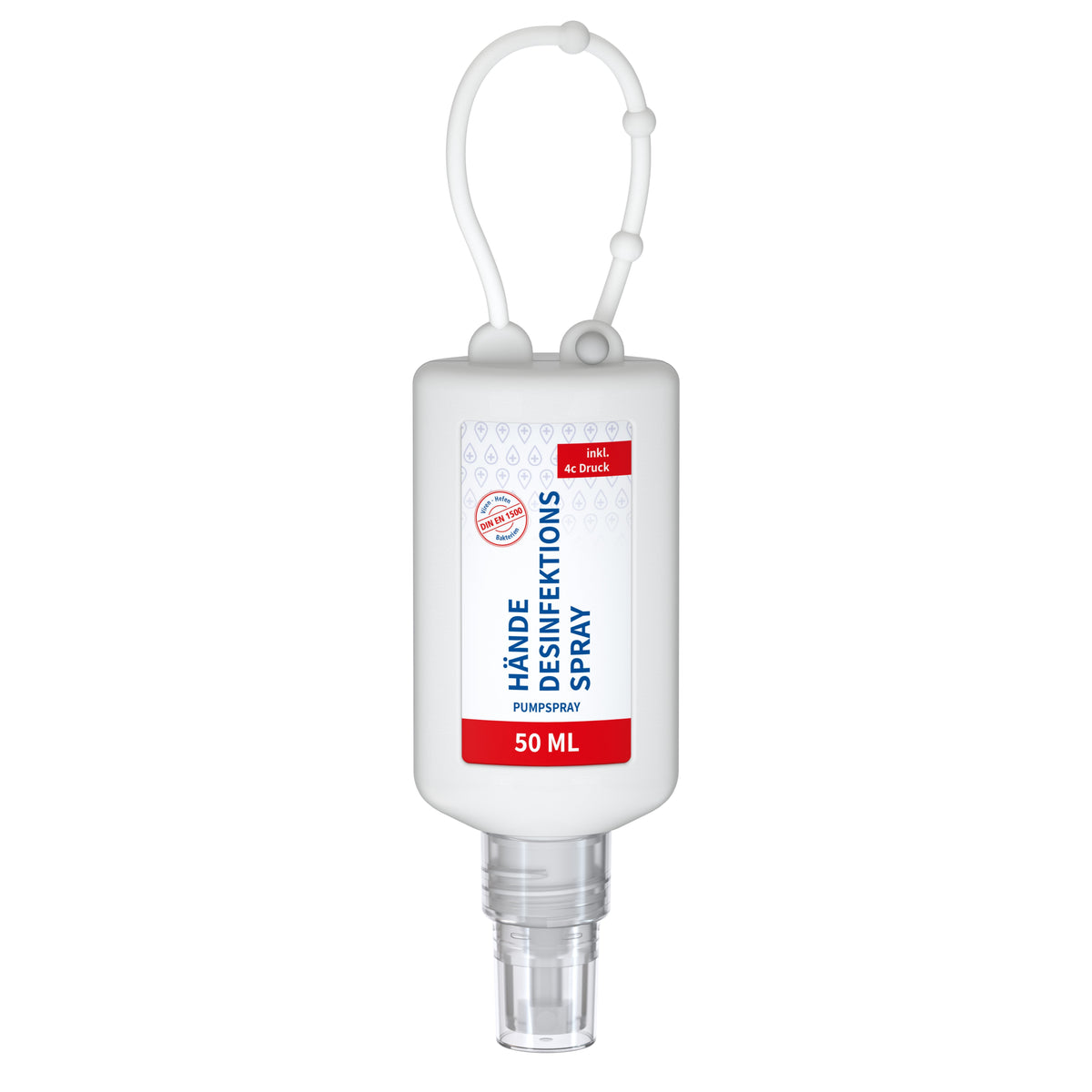 Hände Desinfektionsspray 50 ml Flasche zum Anhängen – Weiß