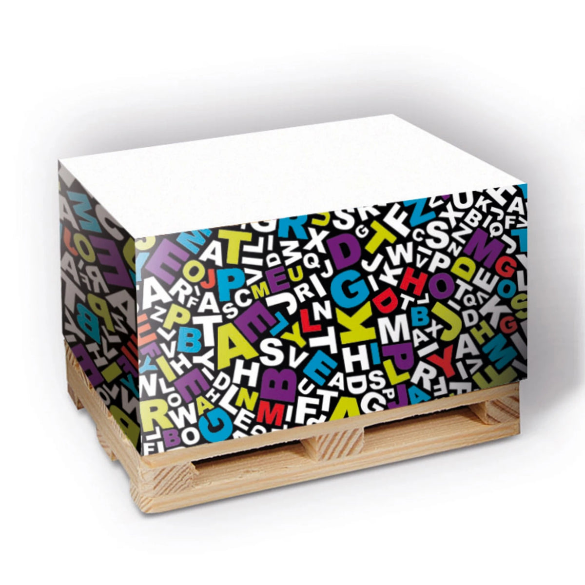 Haftquader auf Mini Holzpalette mit Logo bedrucken