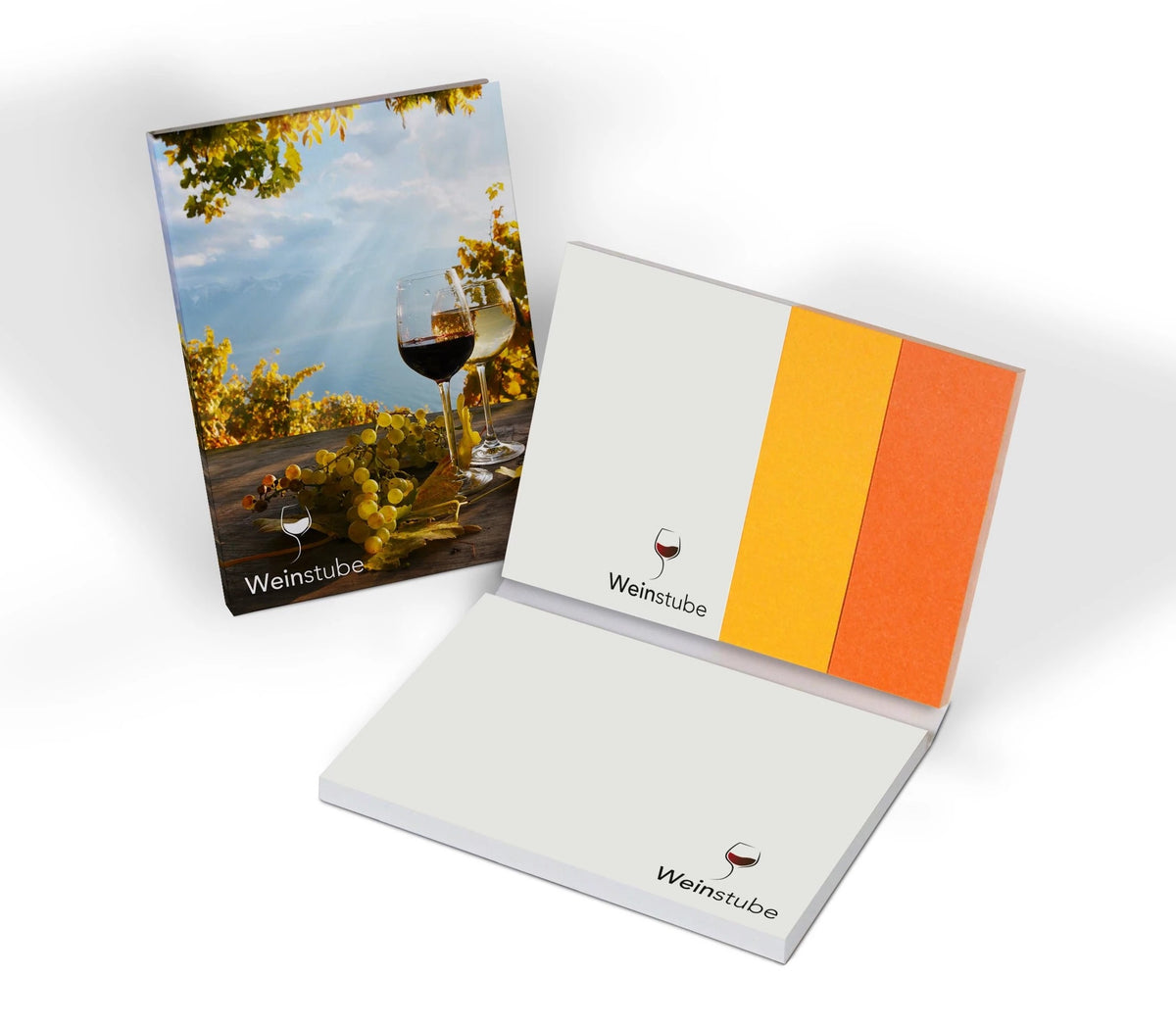 Haftset 100 x 70 mm mit naturweißen Haftnotizen und Logo