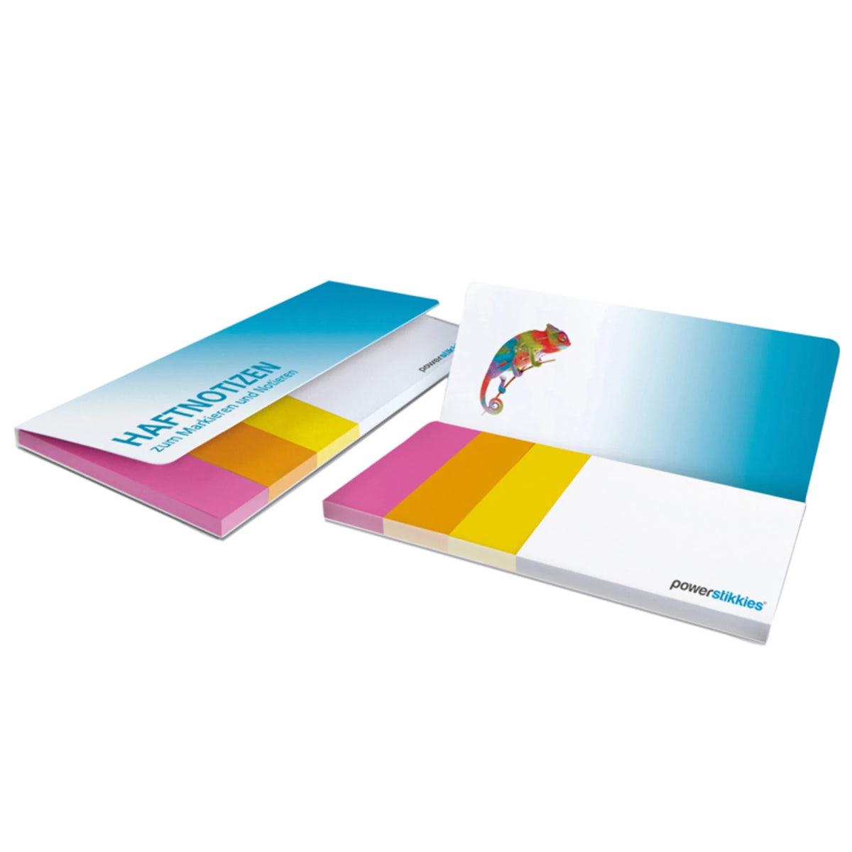 Haftset 125 x 70 mm mit drei Papiermarkern und Logo bedrucken