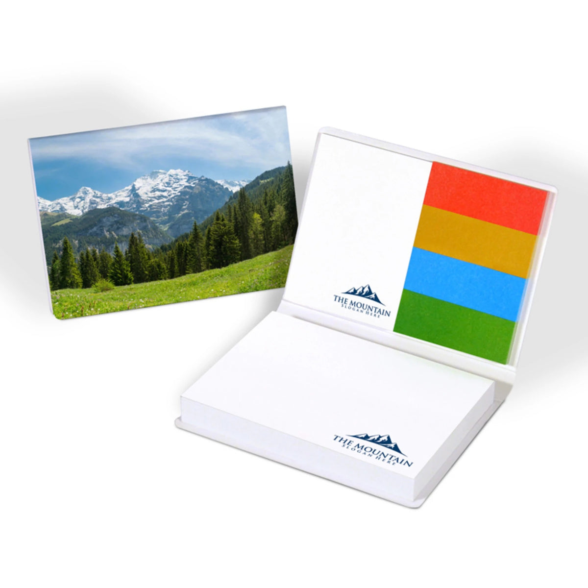 Haftset mit 100 Blatt und Papiermarkern, 14 mm stark, mit Logo