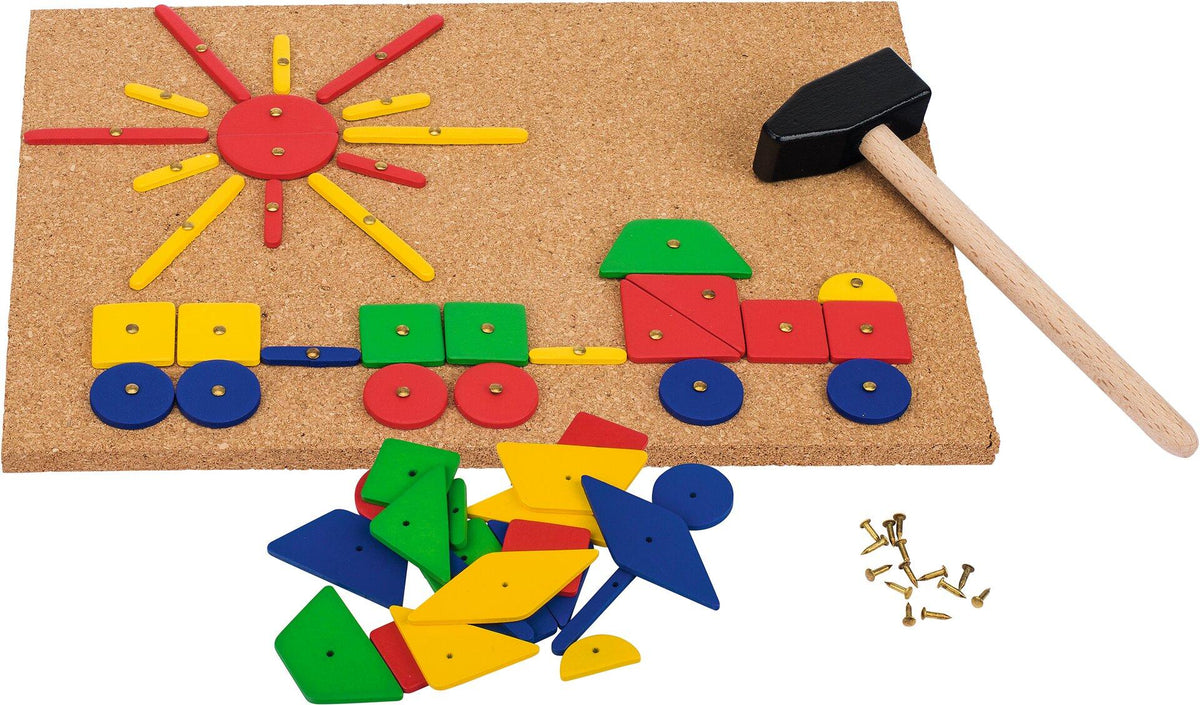 Hammerspiel XXL mit A4 Korkplatte und 100 Holzplättchen