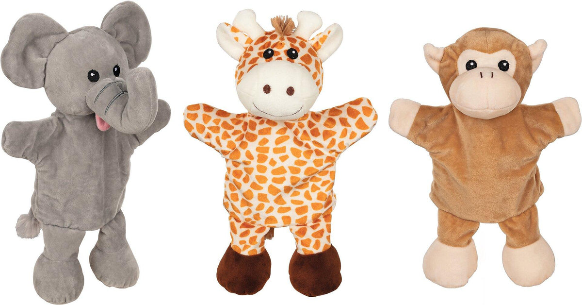 Handpuppen Giraffe, Affe und Elefant mit Beinen