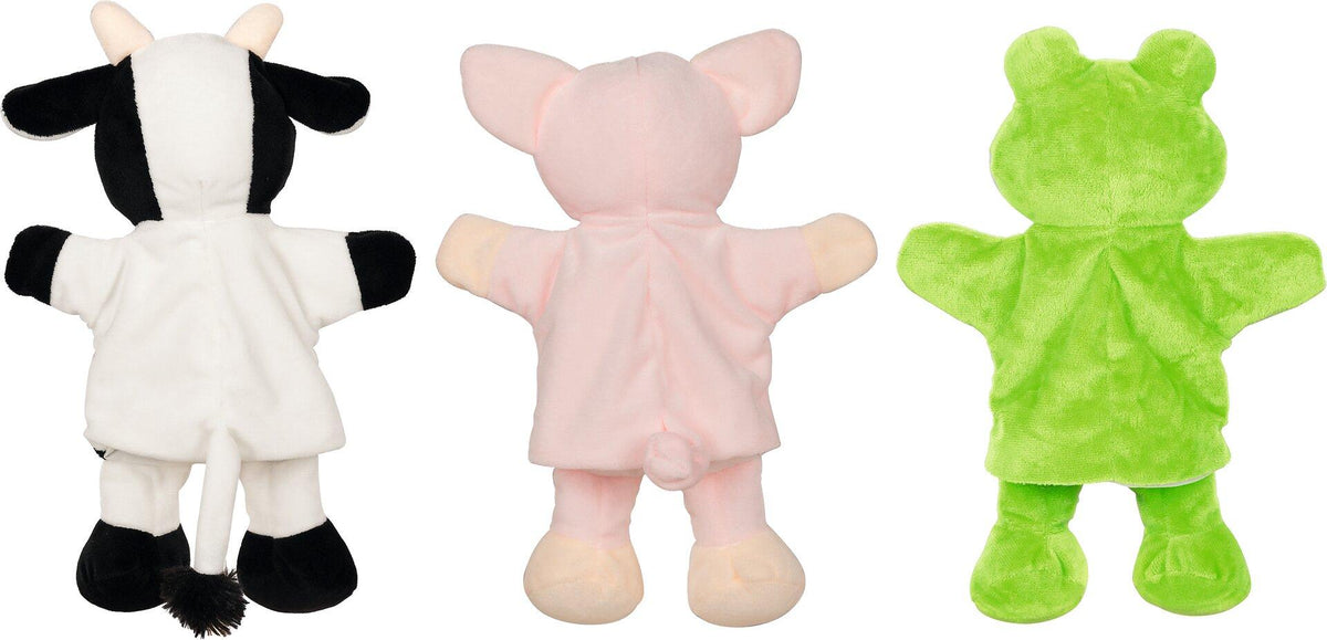Handpuppen Kuh, Schwein und Frosch mit Beinen – Seitenansicht