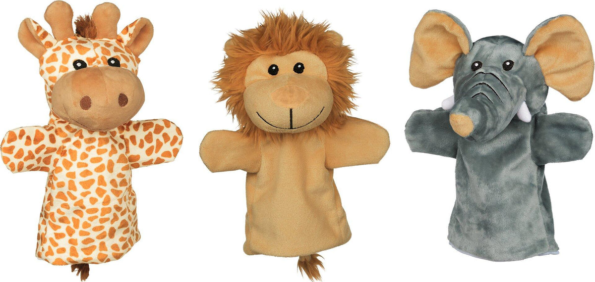 Handpuppen Wilde Tiere mit Löwe, Giraffe und Elefant