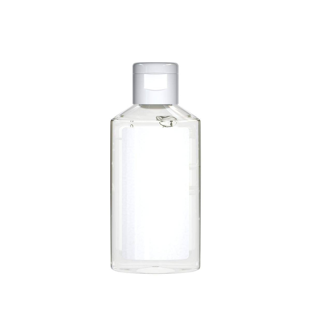 Handreinigungsgel 50 ml Flasche mit Klappdeckel und Etikett