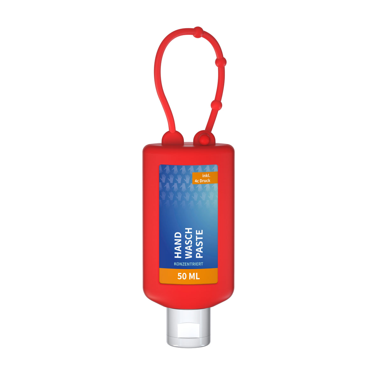 Handwaschpaste 50 ml Flasche mit Silikonhülle zum Anhängen – Rot