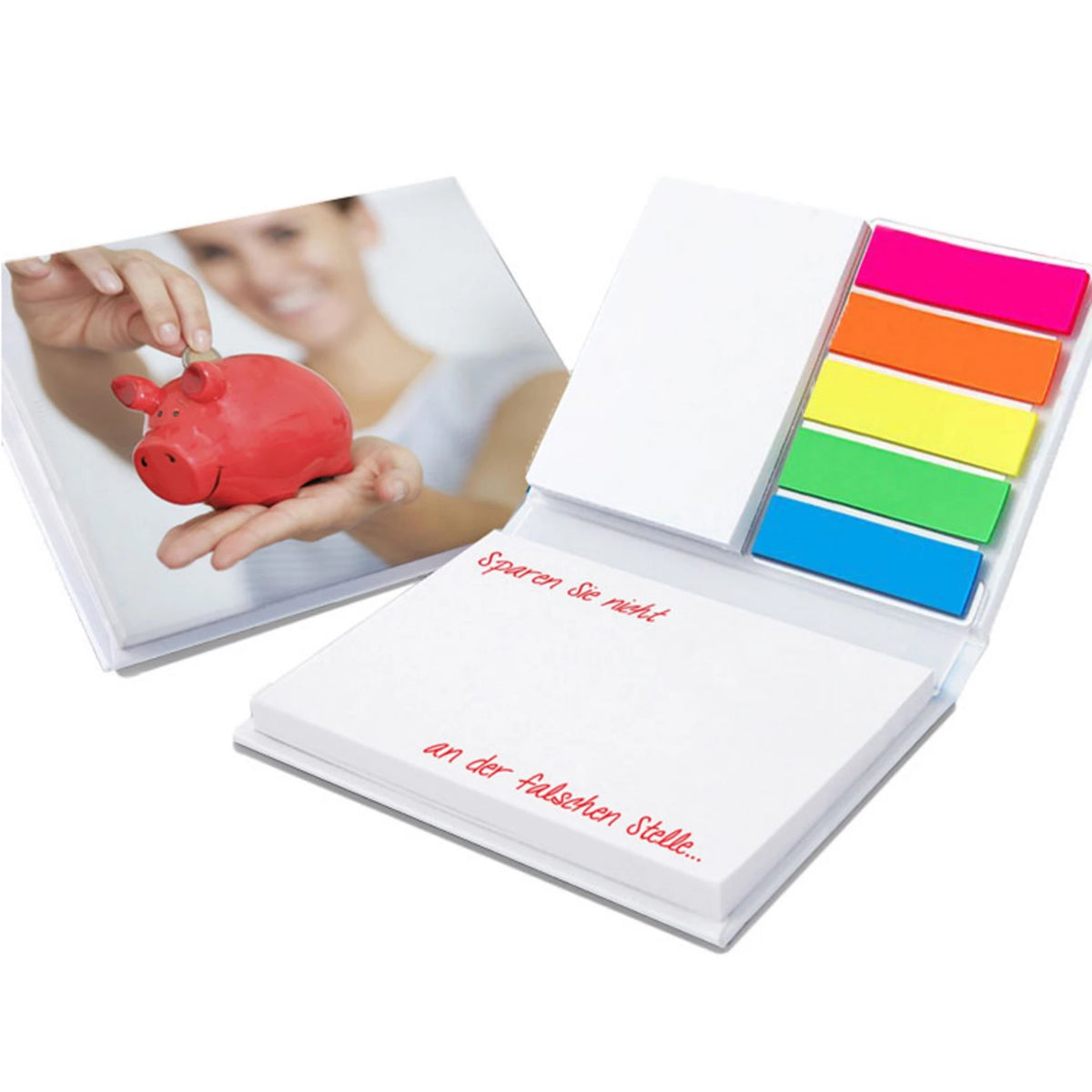 Hardcover Set 105 x 75 x 15 mm mit zwei Haftnotizen und Logo