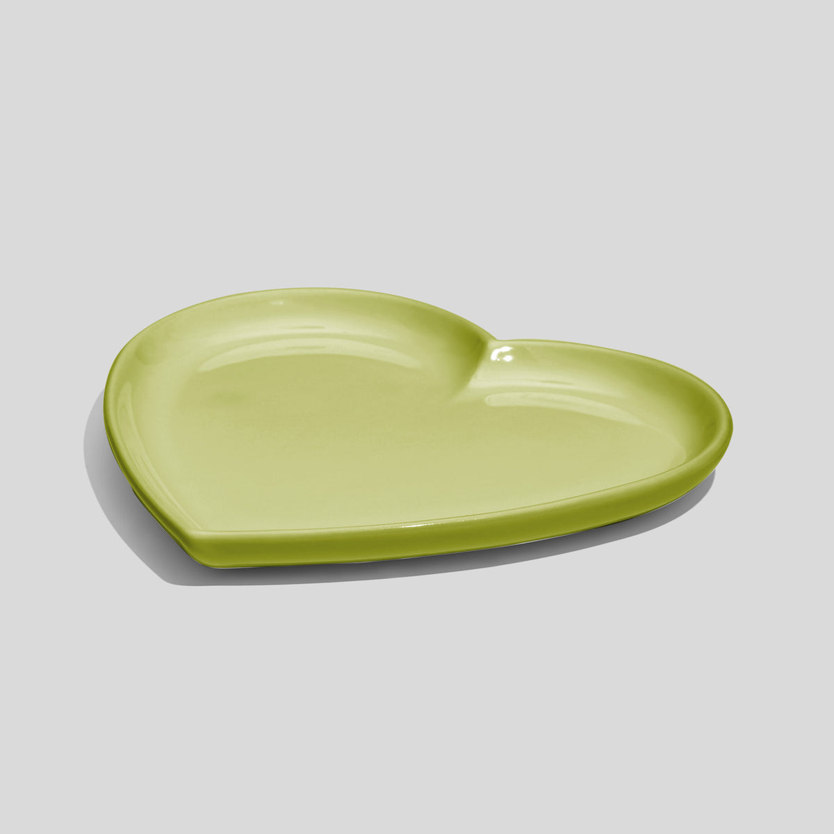 Herzförmiger Keramikteller 14 cm – Limettengrün