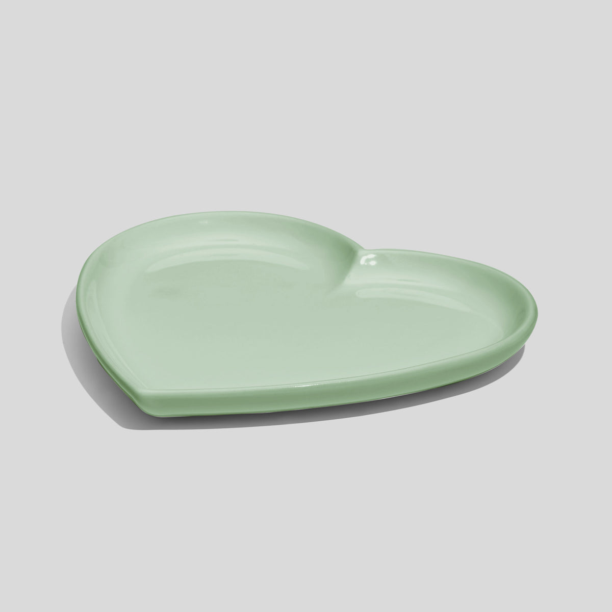 Herzförmiger Keramikteller 14 cm – Mintgrün