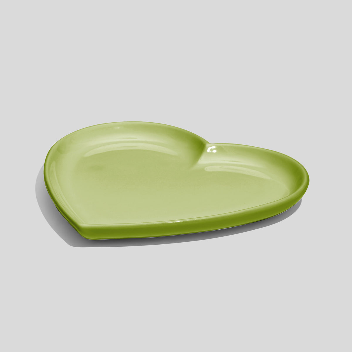Herzförmiger Keramikteller 14 cm – Olivgrün