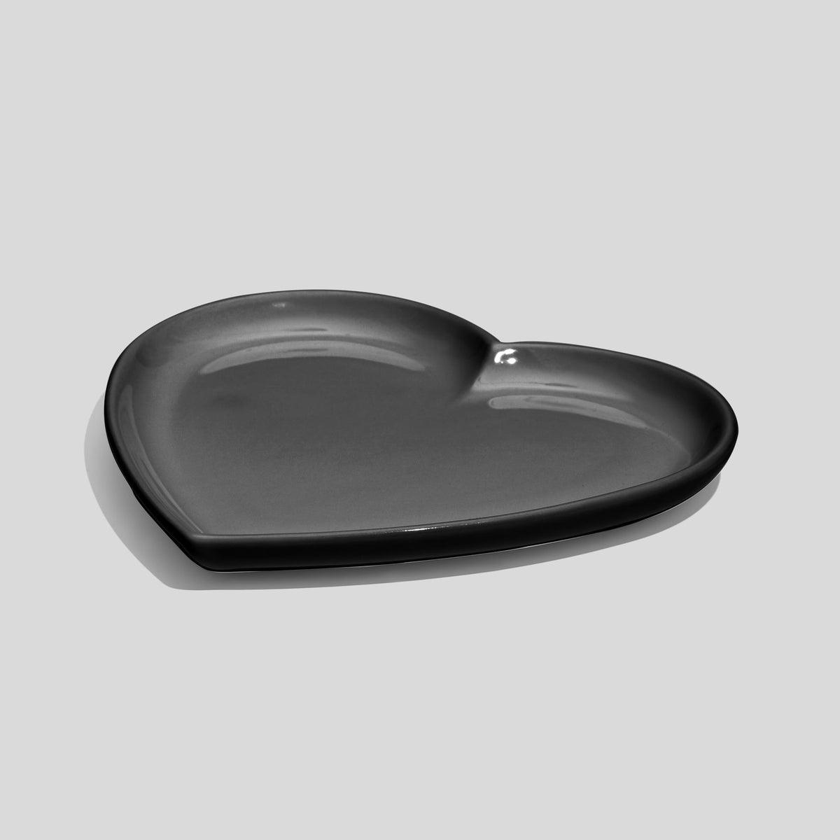 Herzförmiger Keramikteller 14 cm – Schwarz