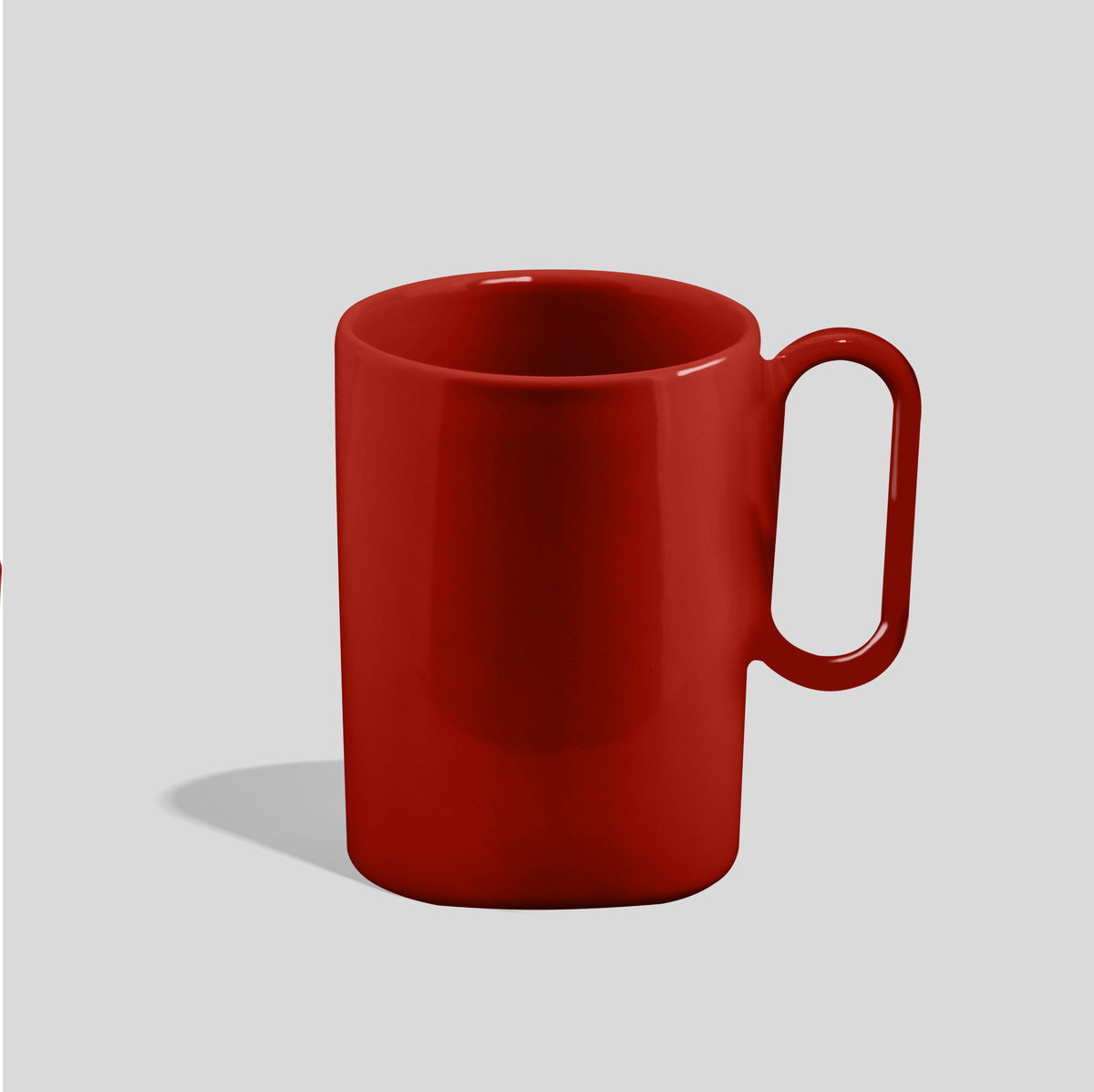 Hohe Keramiktasse 300 ml mit langgezogenem Ovalhenkel – Rot