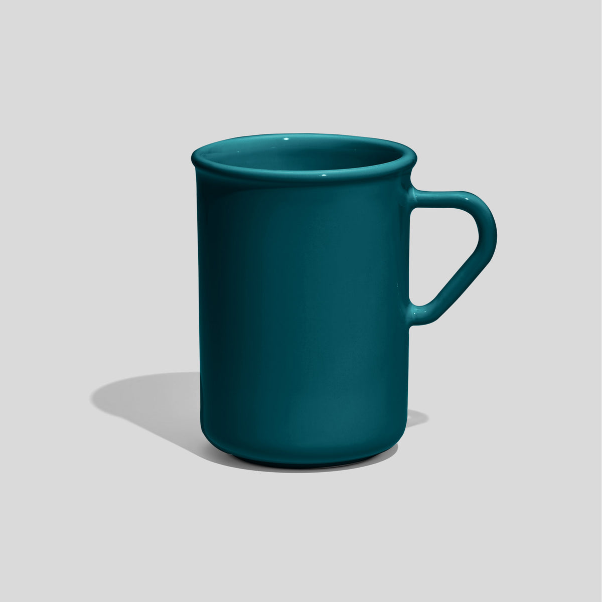 Hohe Keramiktasse 320 ml mit Dreieckshenkel – Petrol