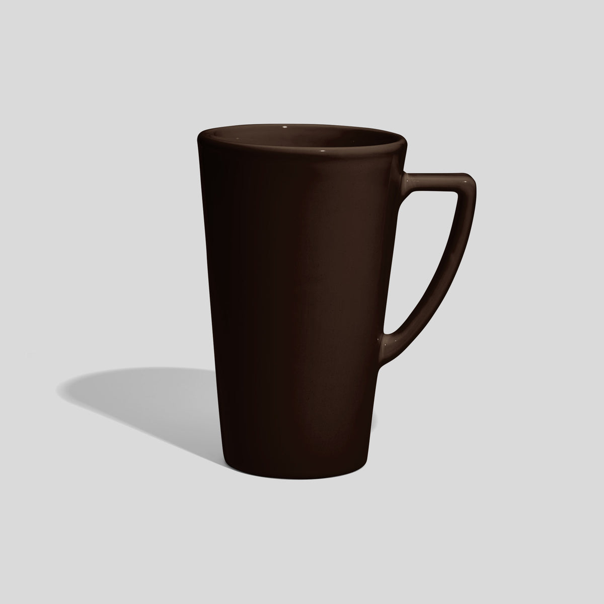 Hohe Keramiktasse 450 ml mit eckigem Winkelhenkel – Dunkelbraun