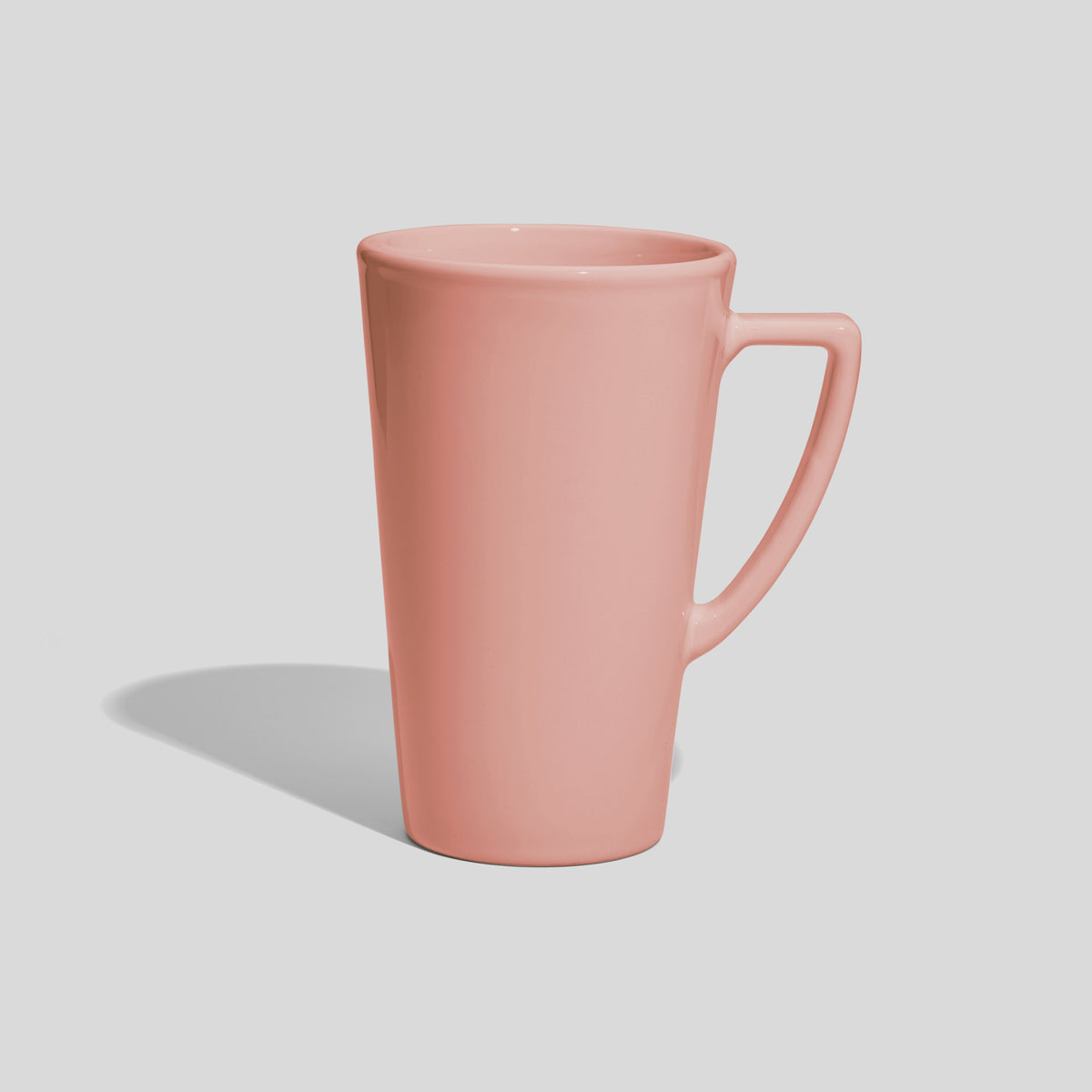 Hohe Keramiktasse 450 ml mit eckigem Winkelhenkel – Rosa