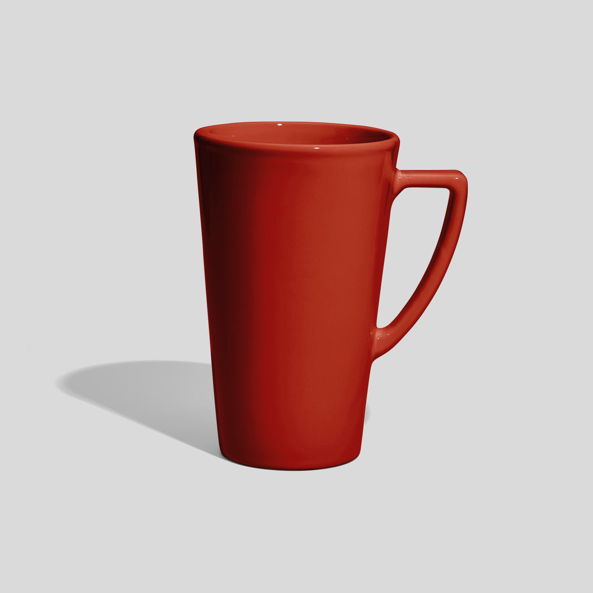 Hohe Keramiktasse 450 ml mit eckigem Winkelhenkel – Rot
