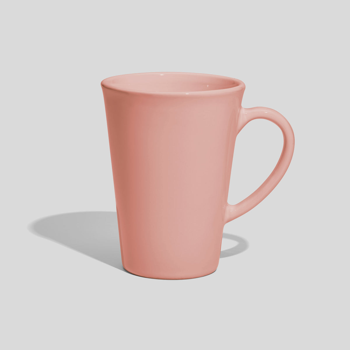 Hohe konische Keramiktasse 450 ml mit Bogenhenkel – Rosa