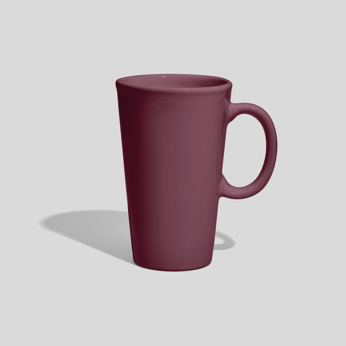 Hohe konische Keramiktasse 450 ml mit ovalem Ringhenkel – Mauve