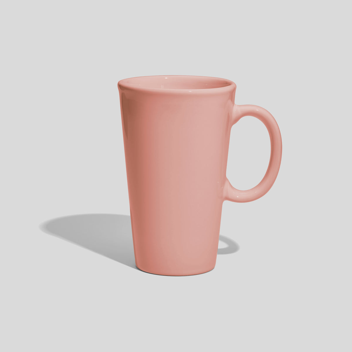 Hohe konische Keramiktasse 450 ml mit ovalem Ringhenkel – Rosa