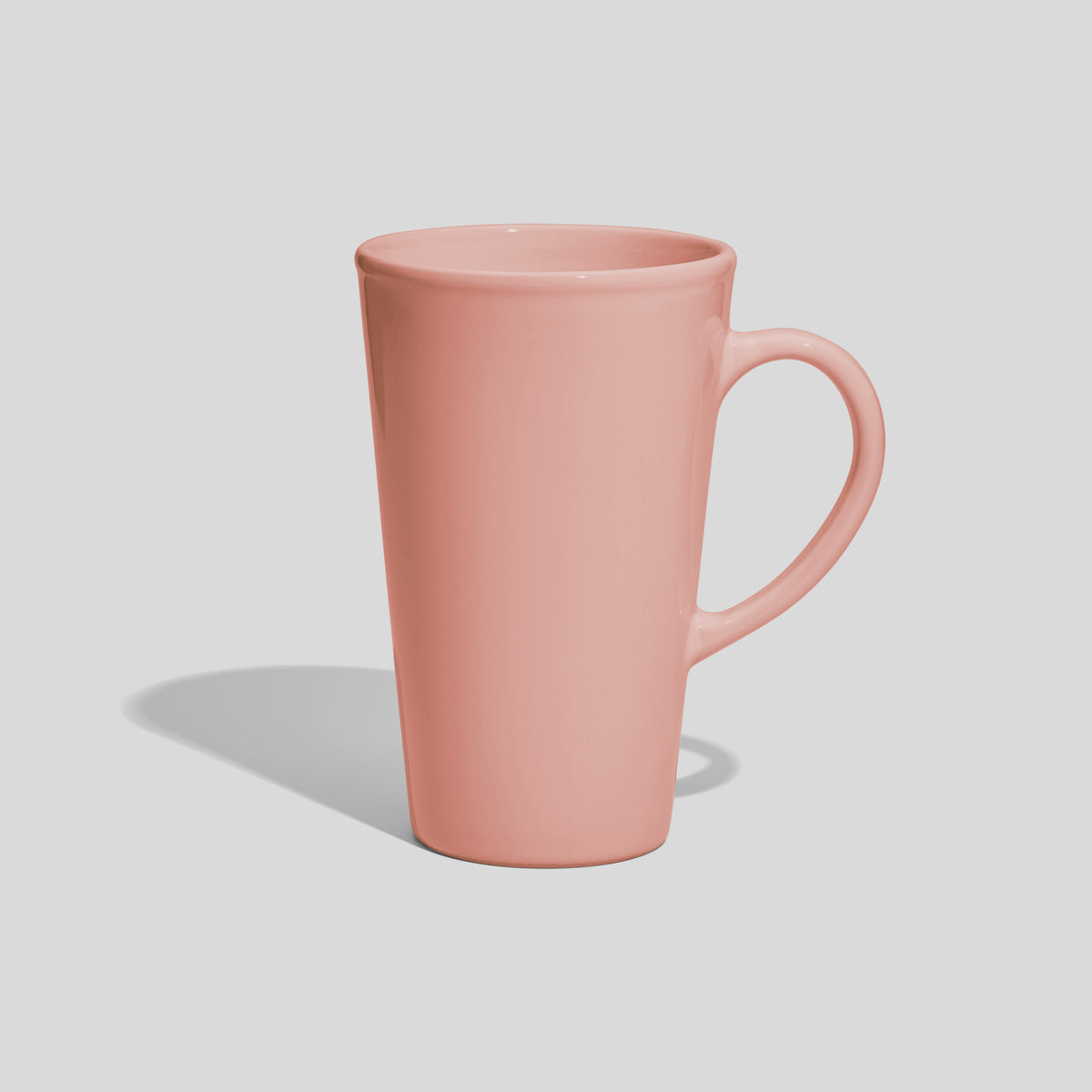 Hohe konische Keramiktasse 740 ml mit Bogenhenkel – Rosa
