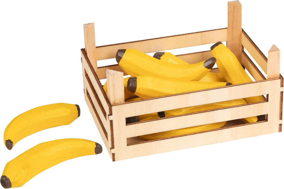 Holzbananen in Obstkiste als Set mit 10 Teilen von goki – Ansicht