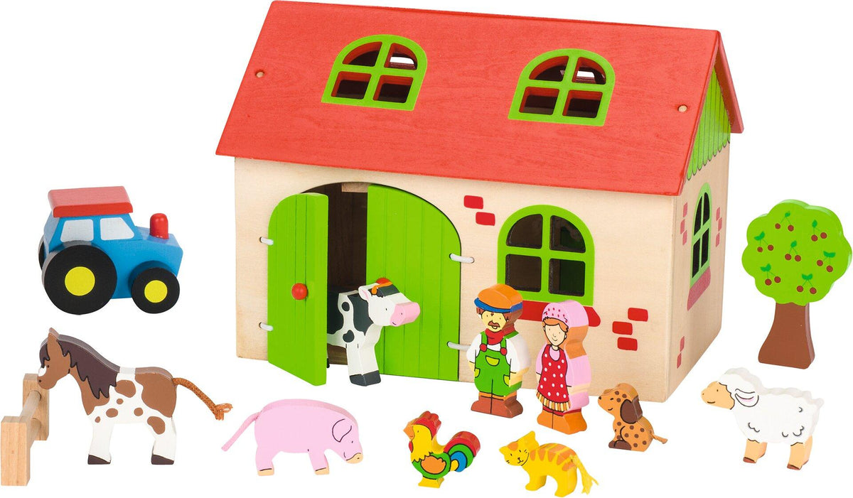 Holzbauernhof mit Stall und 13 Teilen von goki – Ansicht