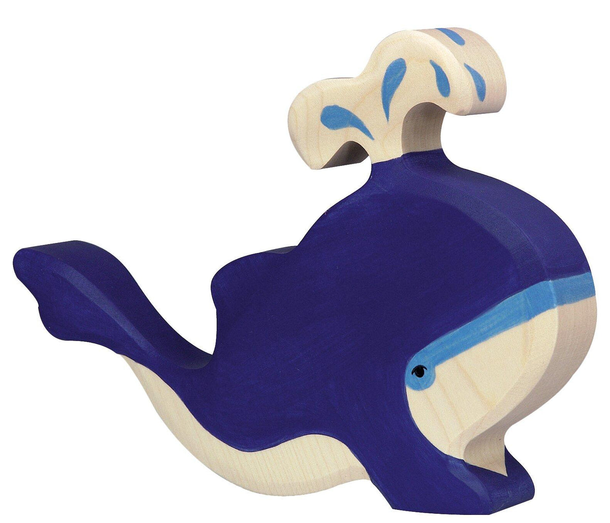 Holzfigur Blauwal mit Wasserfontäne von HOLZTIGER
