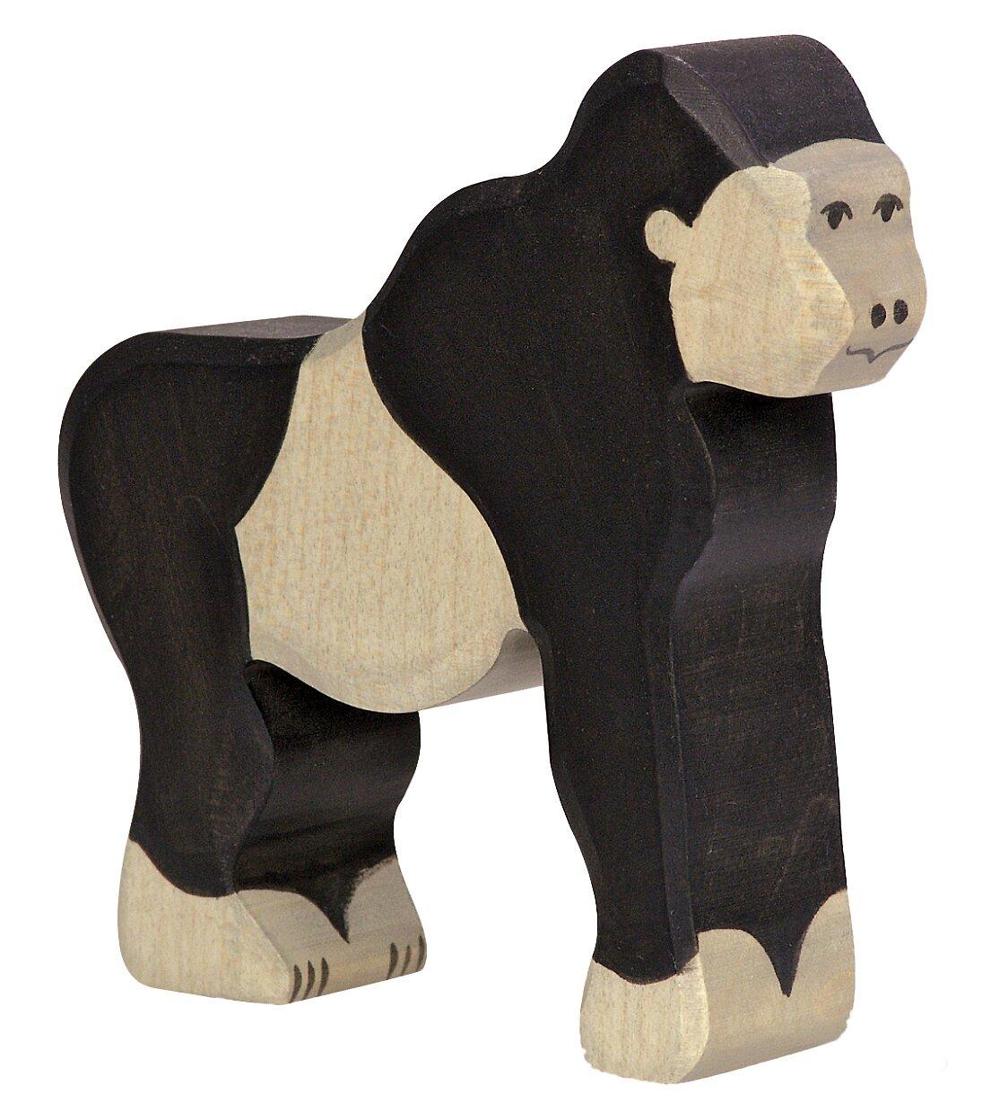 Holzfigur Gorilla mit schwarzem Fell von HOLZTIGER – Ansicht