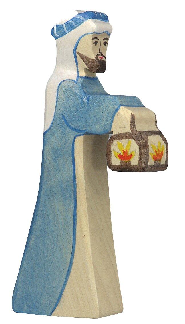 Holzfigur Hirte mit Laterne in Blau von HOLZTIGER – Ansicht