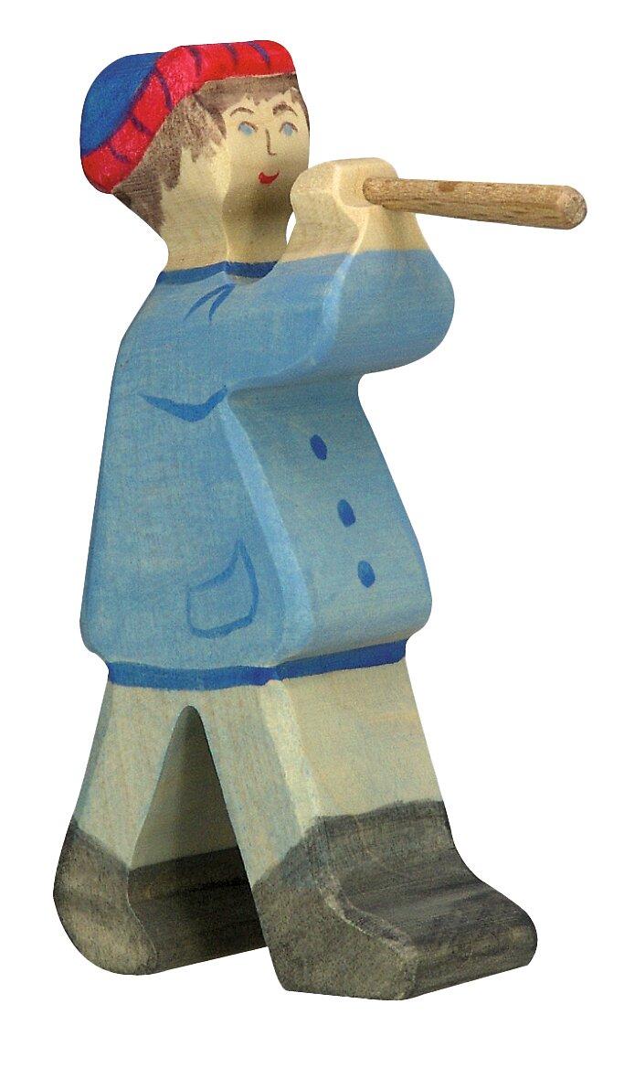 Holzfigur Hirtenjunge mit Flöte und Kappe von HOLZTIGER