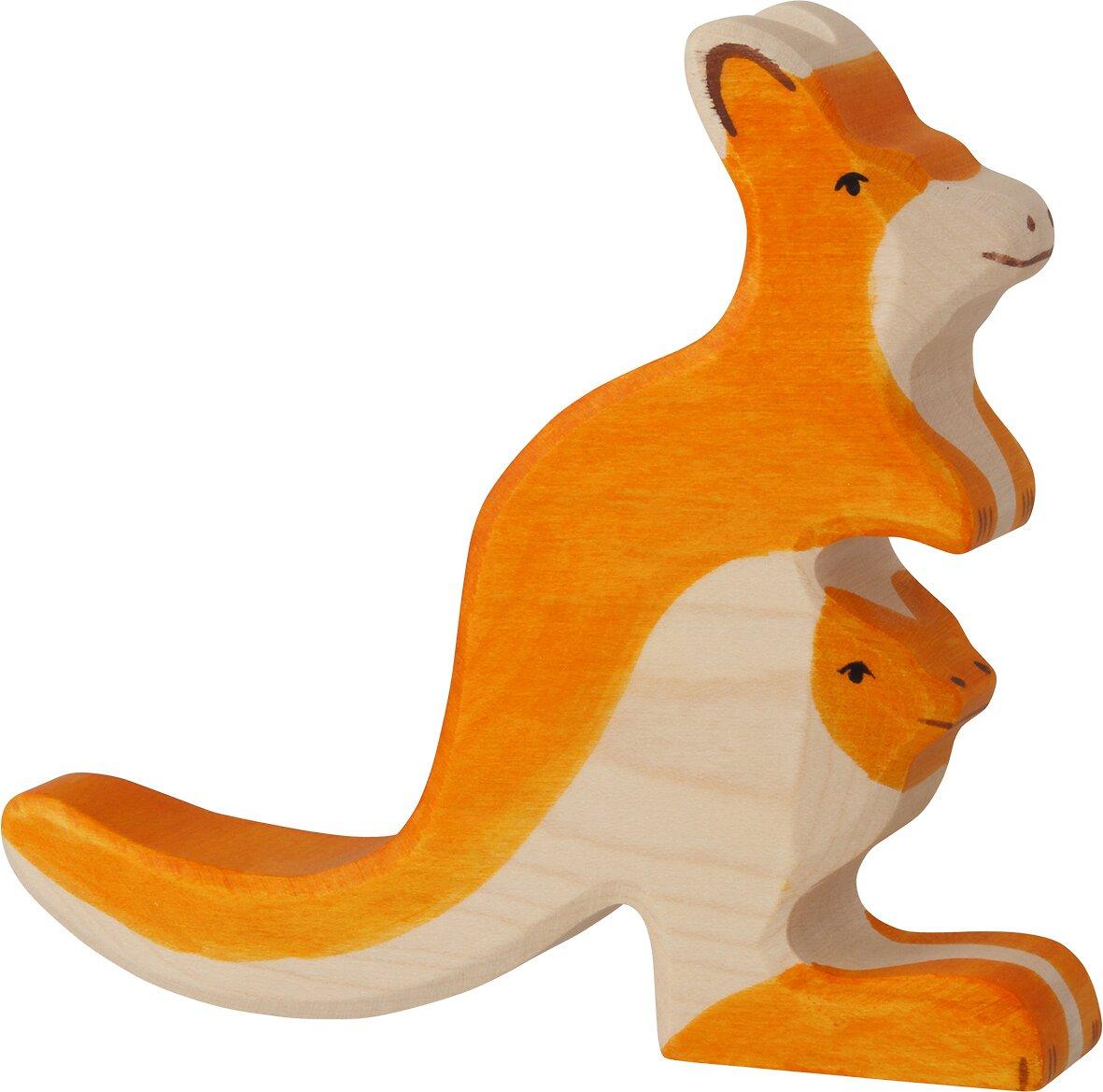 Holzfigur Känguru mit Jungem im Beutel von HOLZTIGER – Ansicht