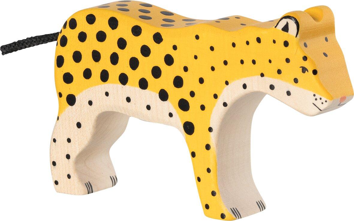 Holzfigur Leopard mit schwarzen Punkten von HOLZTIGER