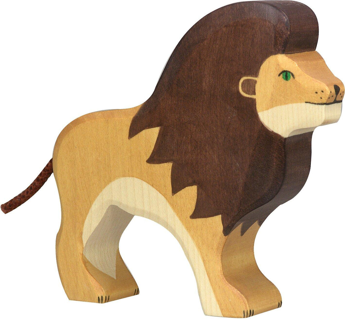 Holzfigur Löwe mit dunkler Mähne von HOLZTIGER – Ansicht