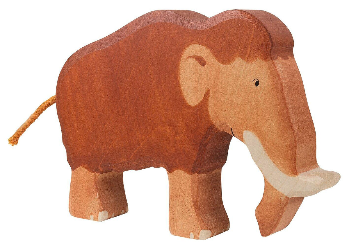 Holzfigur Mammut mit hellen Stoßzähnen von HOLZTIGER
