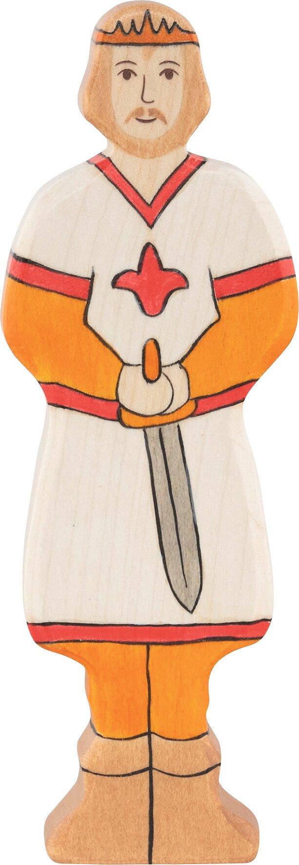 Holzfigur Prinz mit Krone und Schwert von HOLZTIGER
