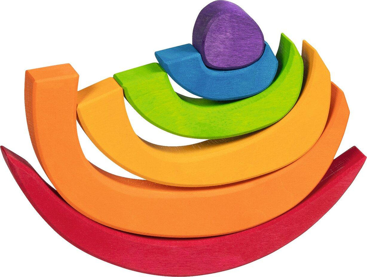 Holzpuzzle Oculus mit Regenbogenringen in runder Form – weitere Ansicht