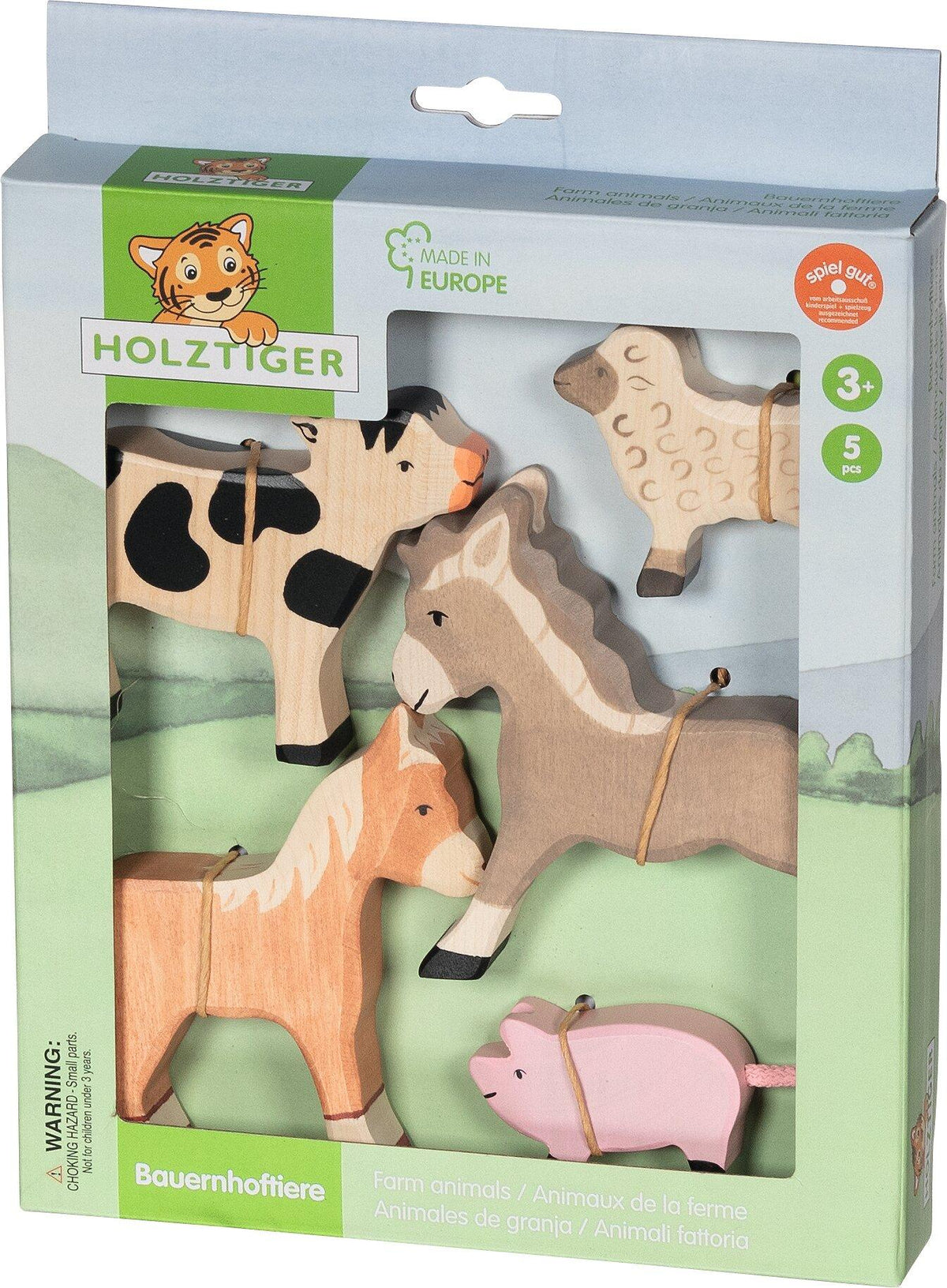 HOLZTIGER Bauernhoftiere Set mit Fohlen, Esel und Lamm – weitere Ansicht