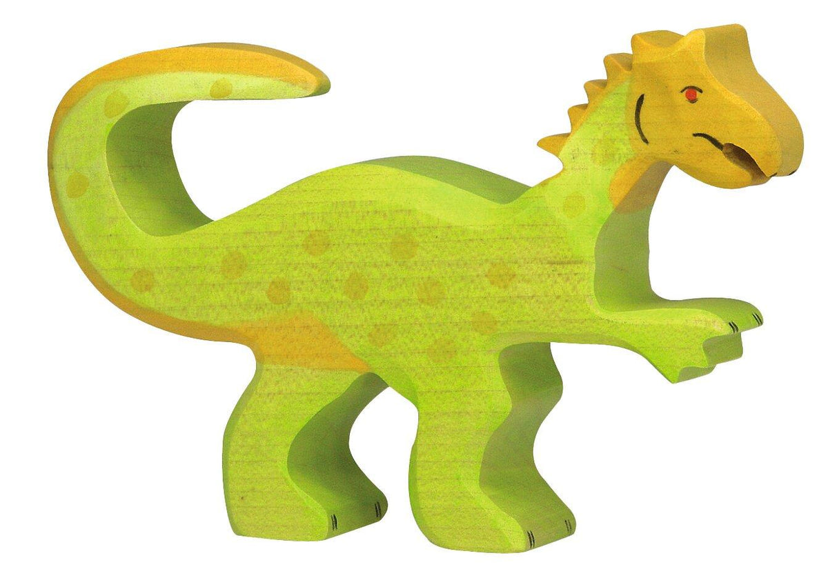 HOLZTIGER Dinosaurier Oviraptor in Grün und Gelb – Ansicht