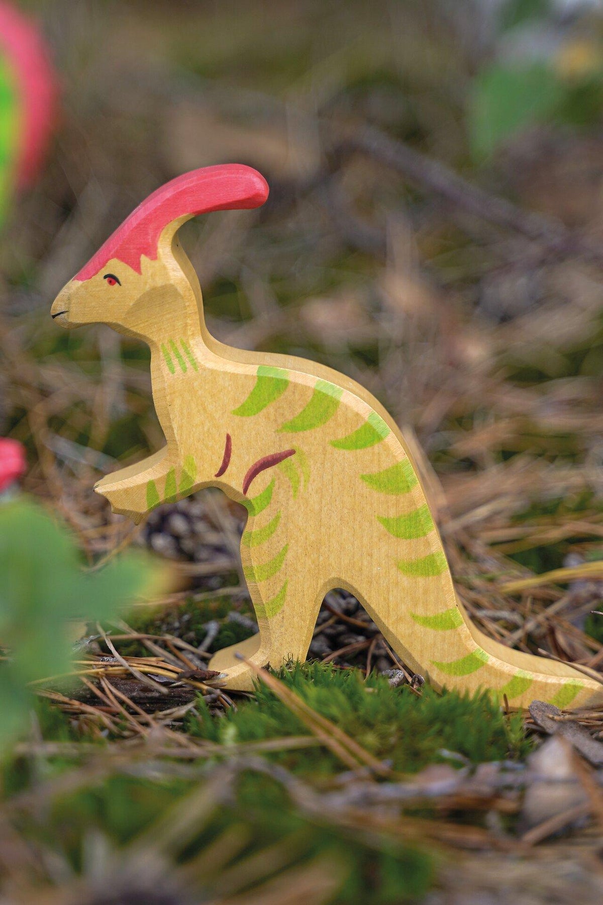 HOLZTIGER Dinosaurier Parasaurolophus mit rotem Kamm
