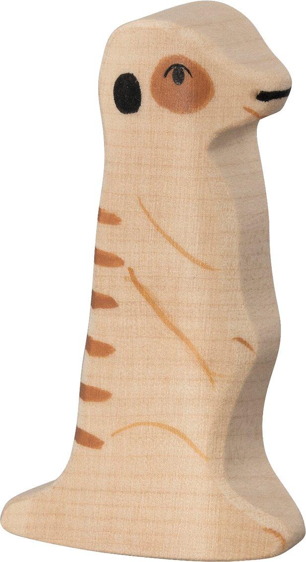 HOLZTIGER Erdmännchen aus Holz, stehend – Ansicht