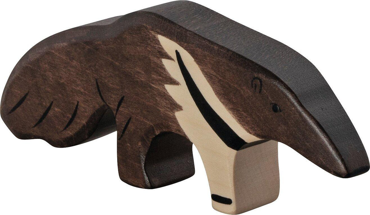 HOLZTIGER Holzfigur Ameisenbär in Dunkelbraun und Creme