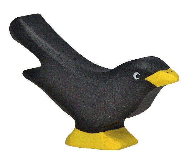 HOLZTIGER Holzfigur Amsel mit gelbem Schnabel
