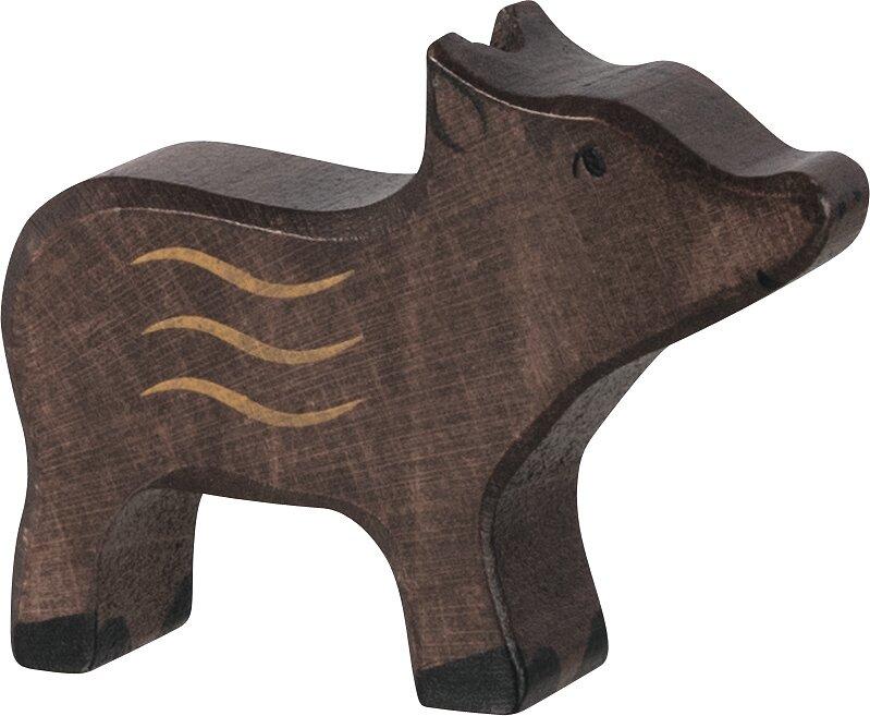 HOLZTIGER Holzfigur Frischling mit hellen Streifen