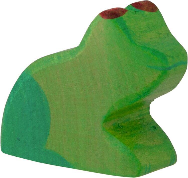 HOLZTIGER Holzfigur Frosch in Grün mit roten Augen – Ansicht